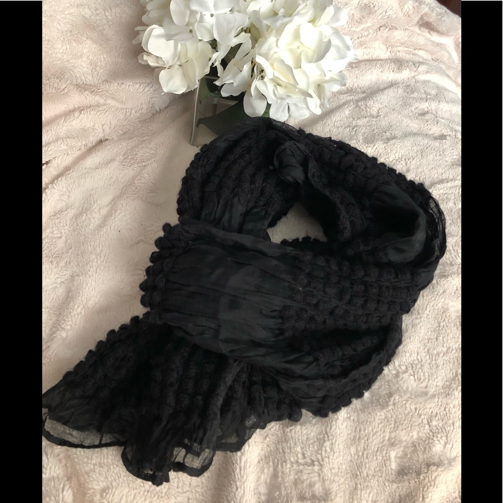 Unique Long sheer black scarf